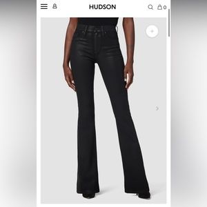 Hudson Barbara Flare Black Coated Jeans 26 - Leather Style